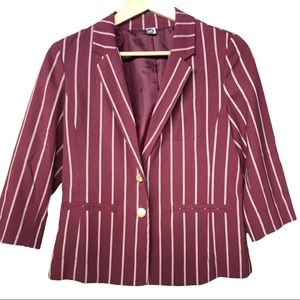 BP maroon pinstriped blazer jacket